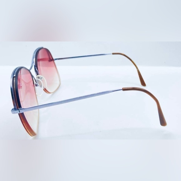 Vintage Logo Paris Silver Purple Oval Half-Rim Sunglasses Frames Only - Picture 5 of 8